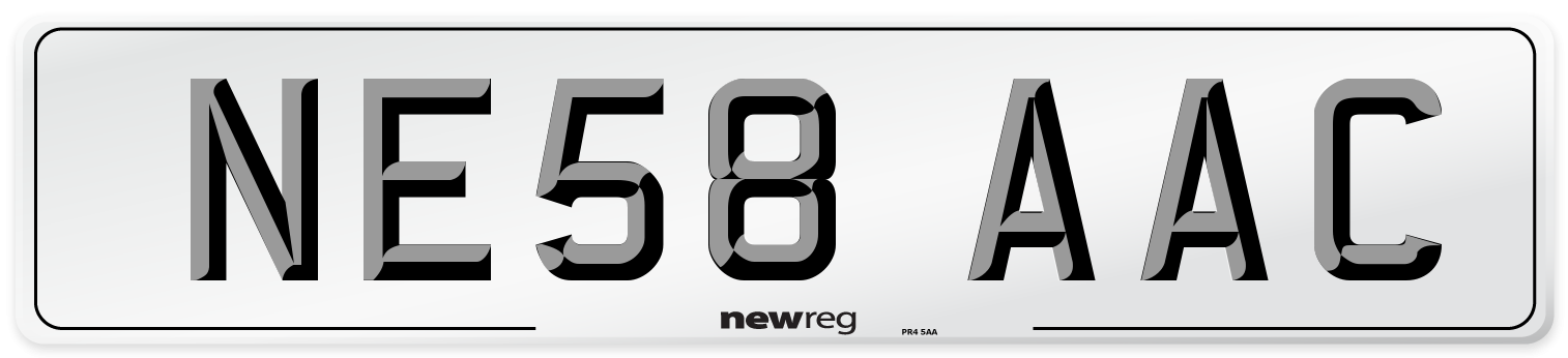 NE58 AAC Number Plate from New Reg